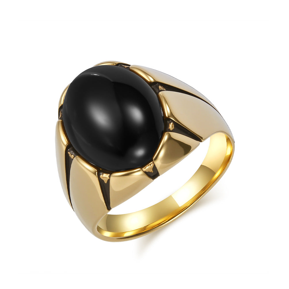 Wholesale Vintage Tiger Eye Titanium Steel Ring
